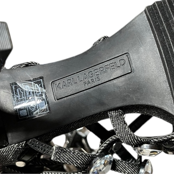 🌻NEW Karl Lagerfeld Paris Beatriz Faux Crystals Heel Sandals Size 8 - Picture 10 of 10